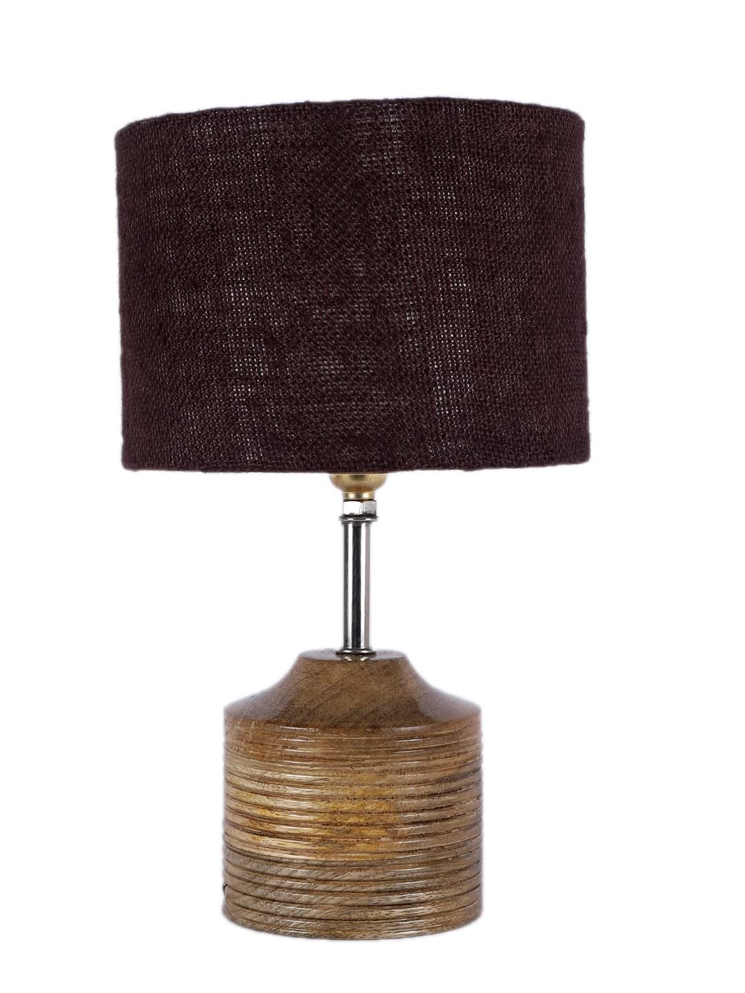 Wood Table lamp with Brown Jute Shade