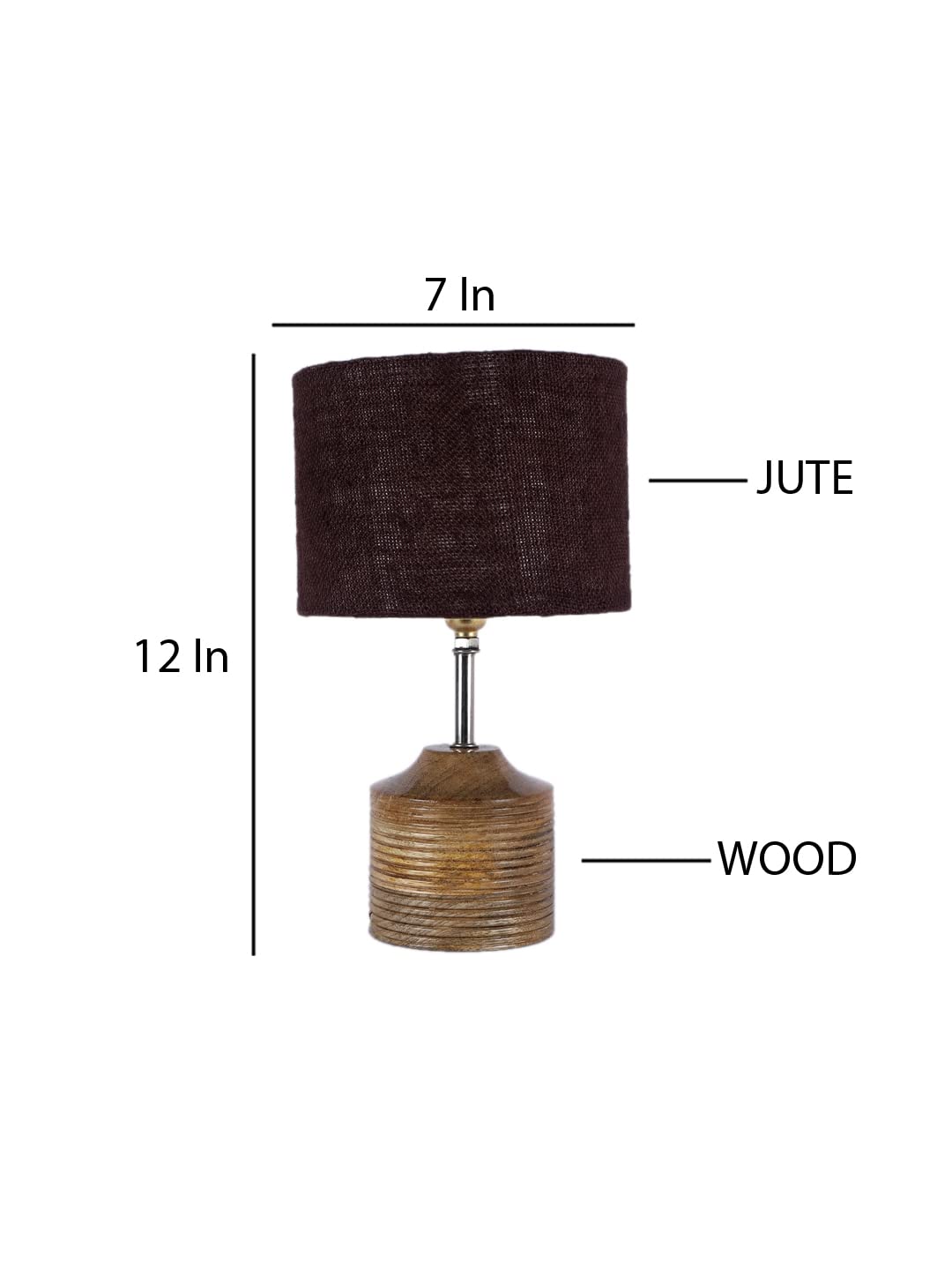 Wood Table lamp with Brown Jute Shade