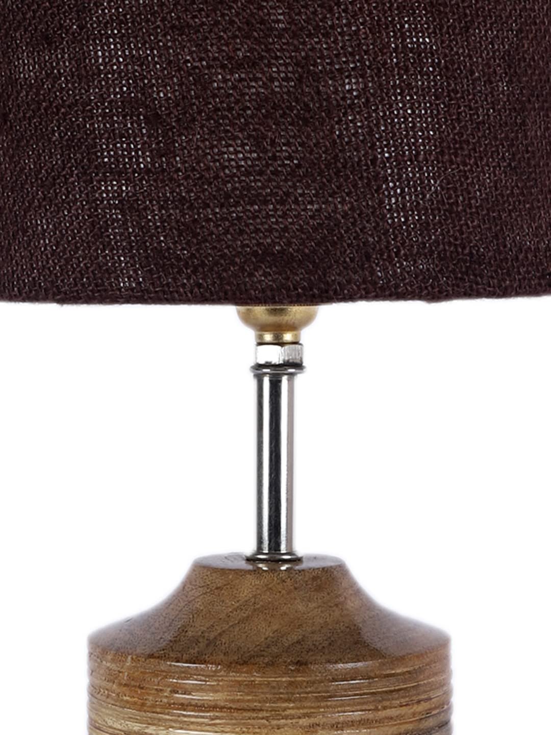 Wood Table lamp with Brown Jute Shade