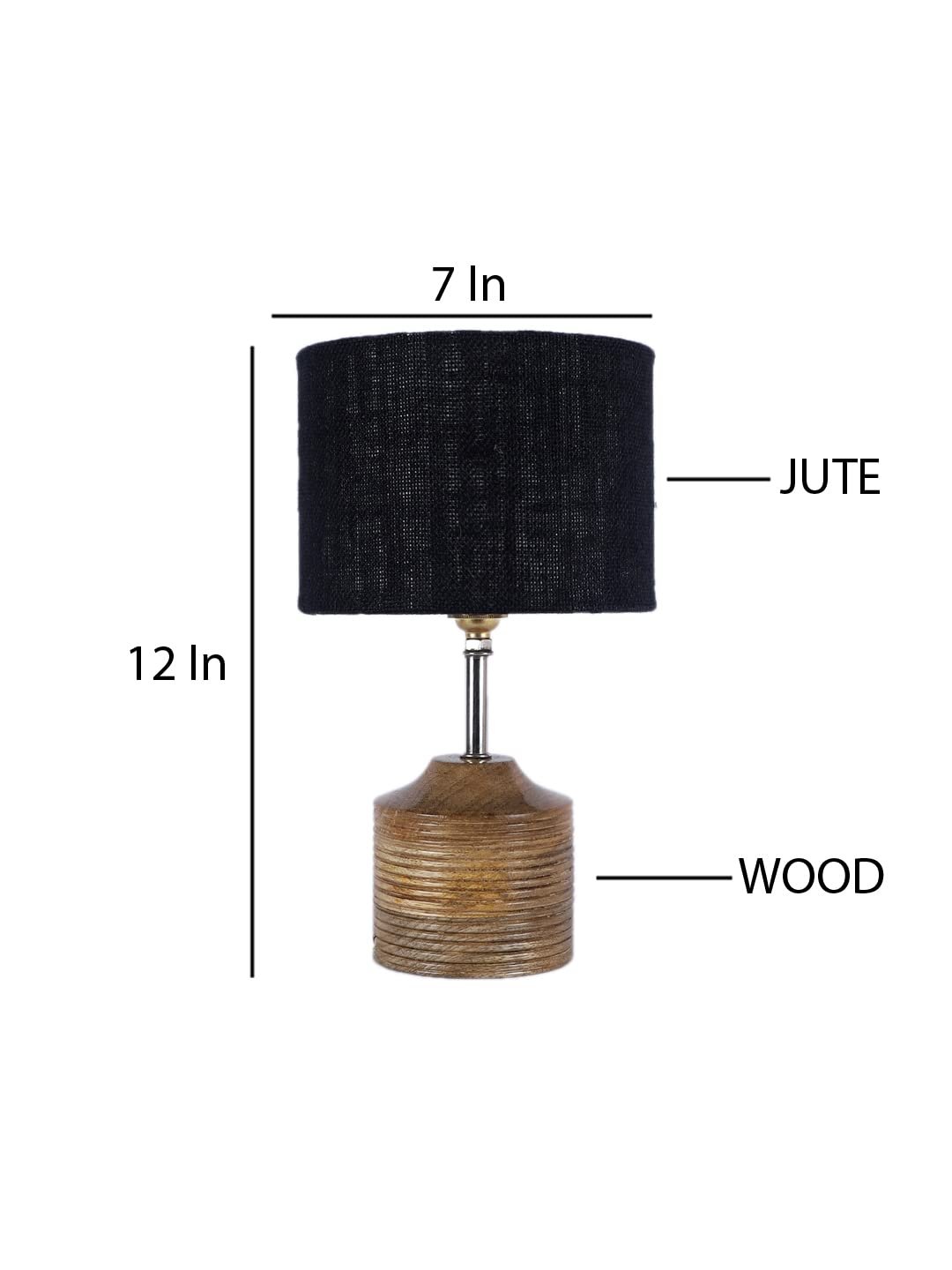 Wood Table lamp with Black Jute Shade