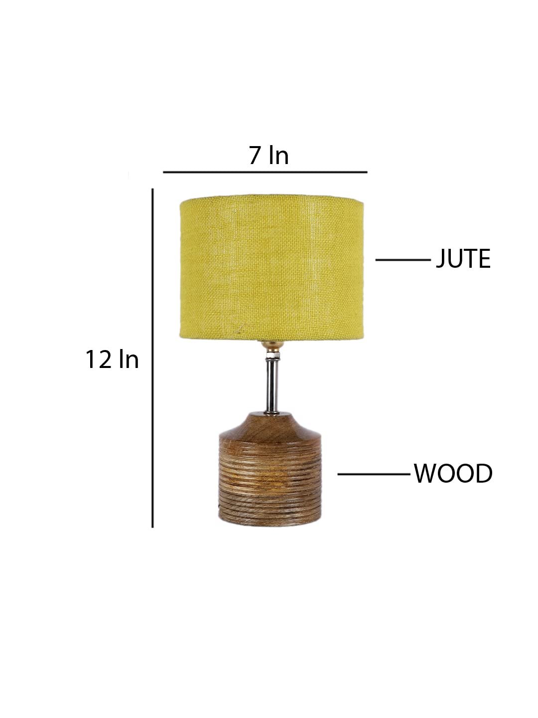 Wood Table lamp with Yellow Jute Shade