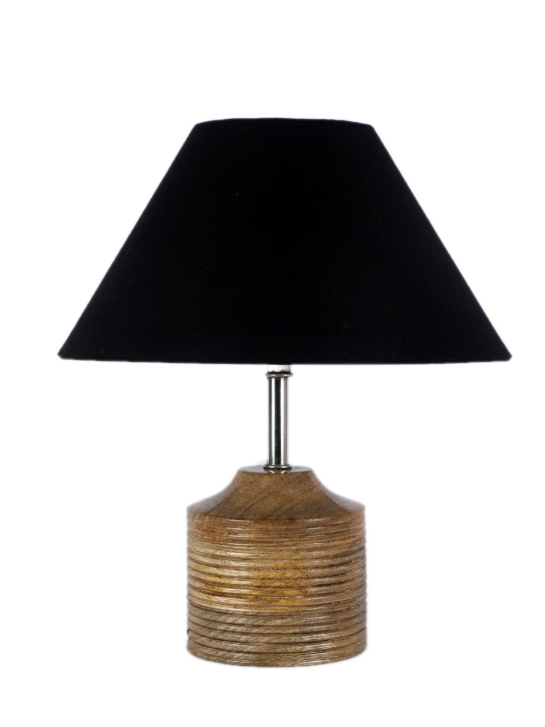Wood Table lamp with Black Cotton Shade