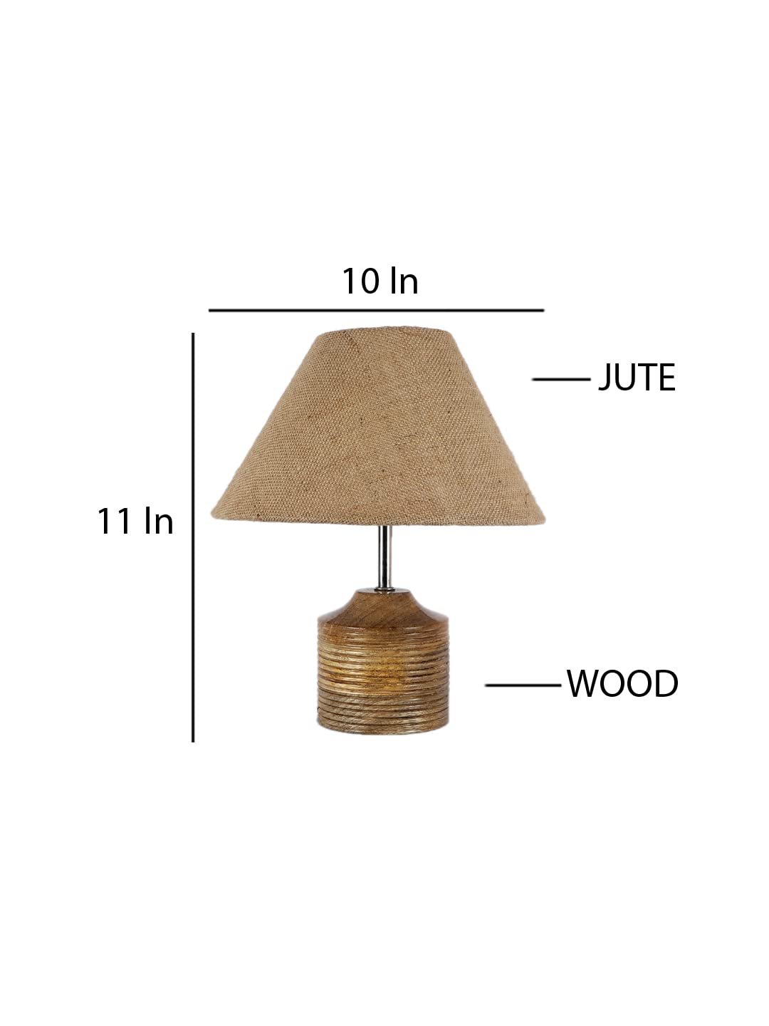 Wood Table lamp with Beige Jute Shade
