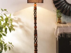 Blue Jute Wooden Floor Lamp -12-(12x56.7inches) -Open Snake