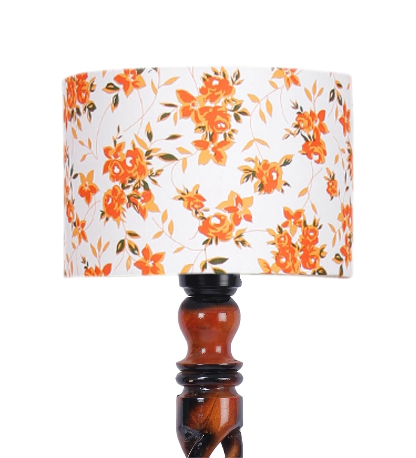 Printed Cotton Drum Wooden Floor Lamp -14 (12x56.7inches) -Open Snake