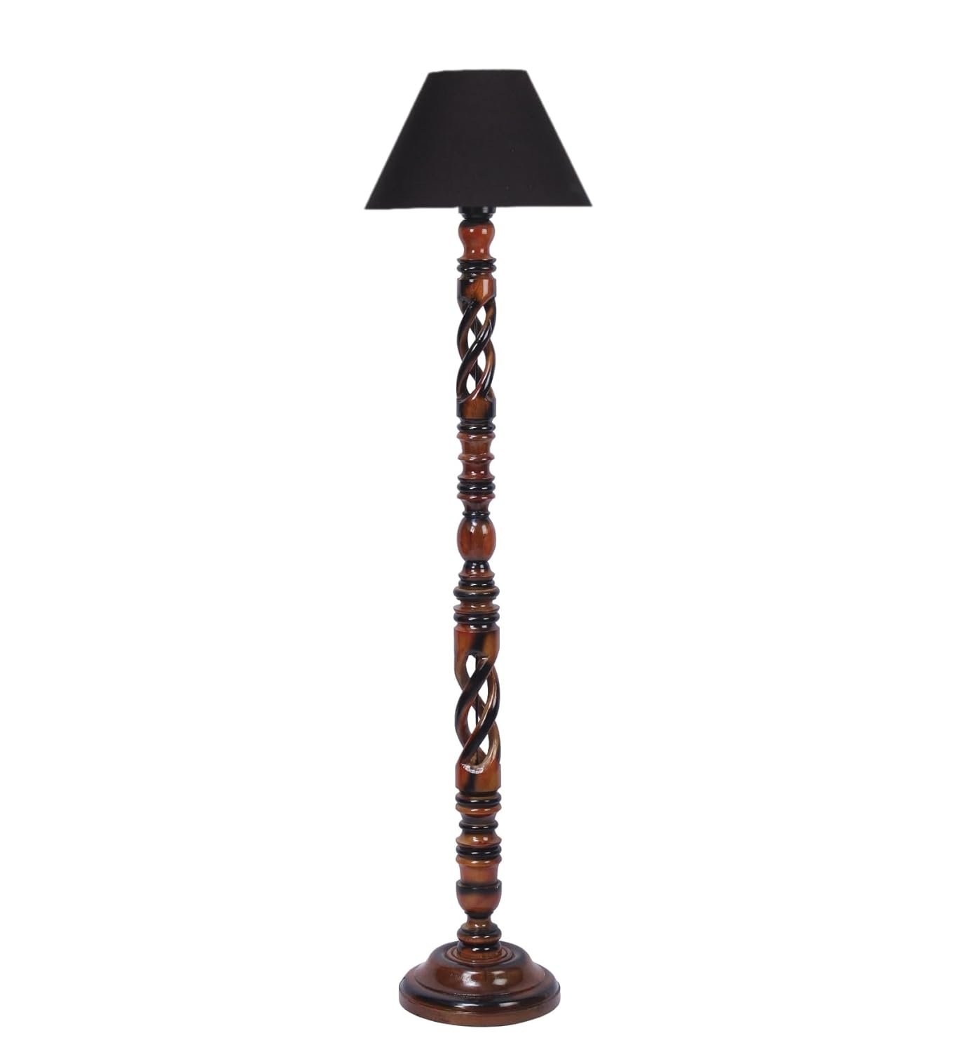 Black Cotton Conical Wooden Floor Lamp -21 (14x55.75inches) -Open Snake