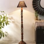 Blue Jute Wooden Floor Lamp -31-(14×55.75inches) -Open Snake