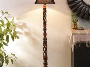 Blue Jute Wooden Floor Lamp -31-(14x55.75inches) -Open Snake