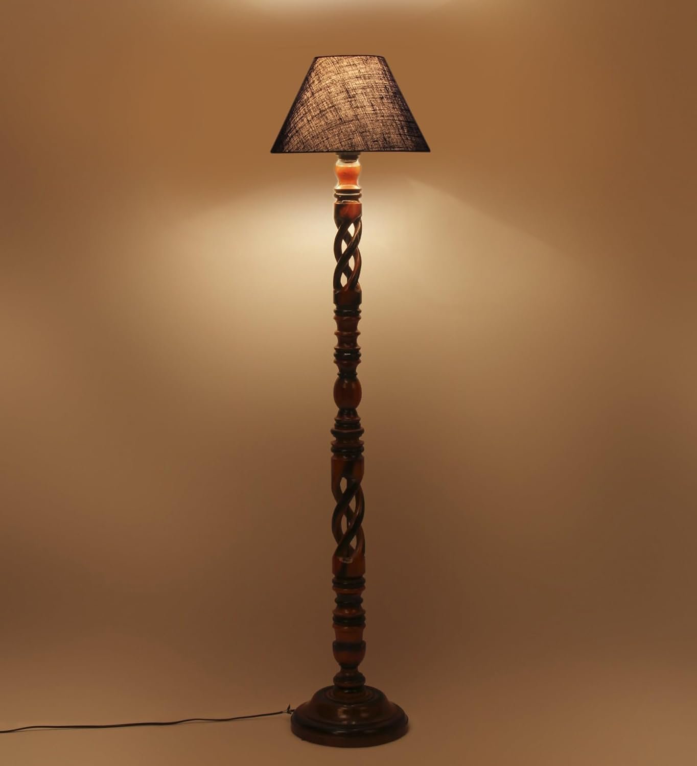 Blue Jute Wooden Floor Lamp -31-(14x55.75inches) -Open Snake