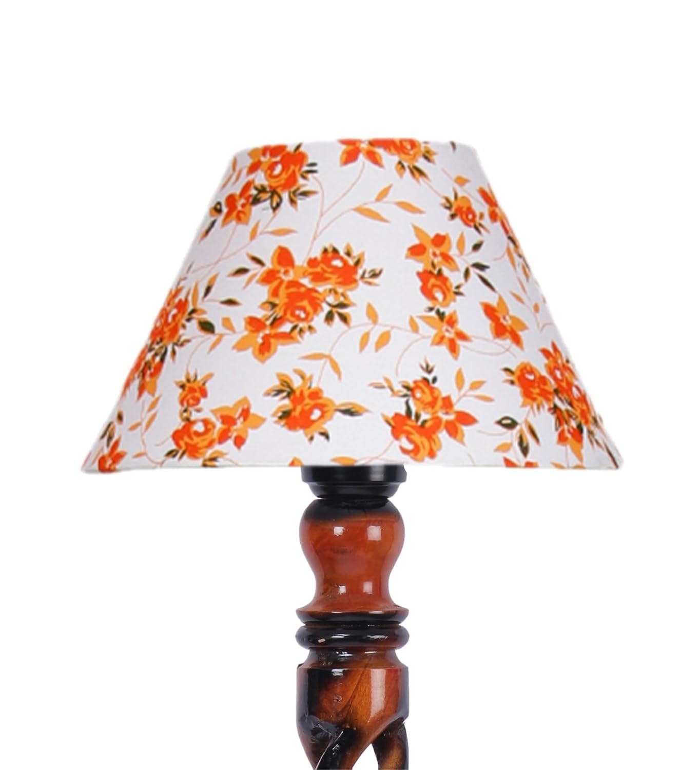 Printed Cotton Conical Wooden Floor Lamp -33-(14x55.75inches) -Open Snake
