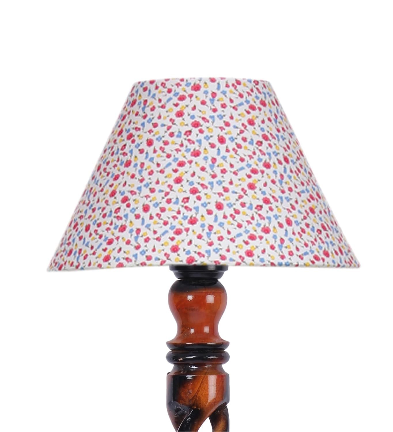 Printed Cotton Conical Wooden Floor Lamp -34(14x55.75inches) -Open Snake