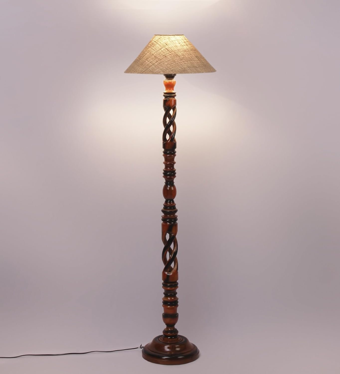 Beige Jute Coolie Floor Lamp -45-(13x53.75 Inches)-Open Snake