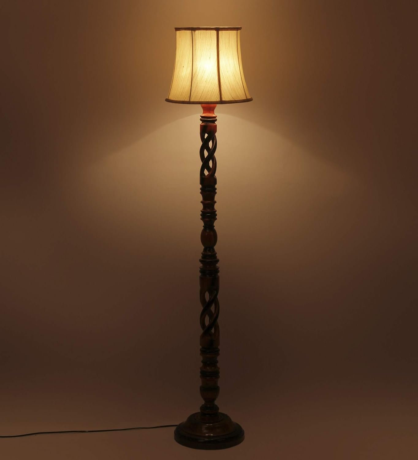 Soft Back Cotton Off-White Wooden Floor Lamp -53(12x56 Inches)-Open Snake