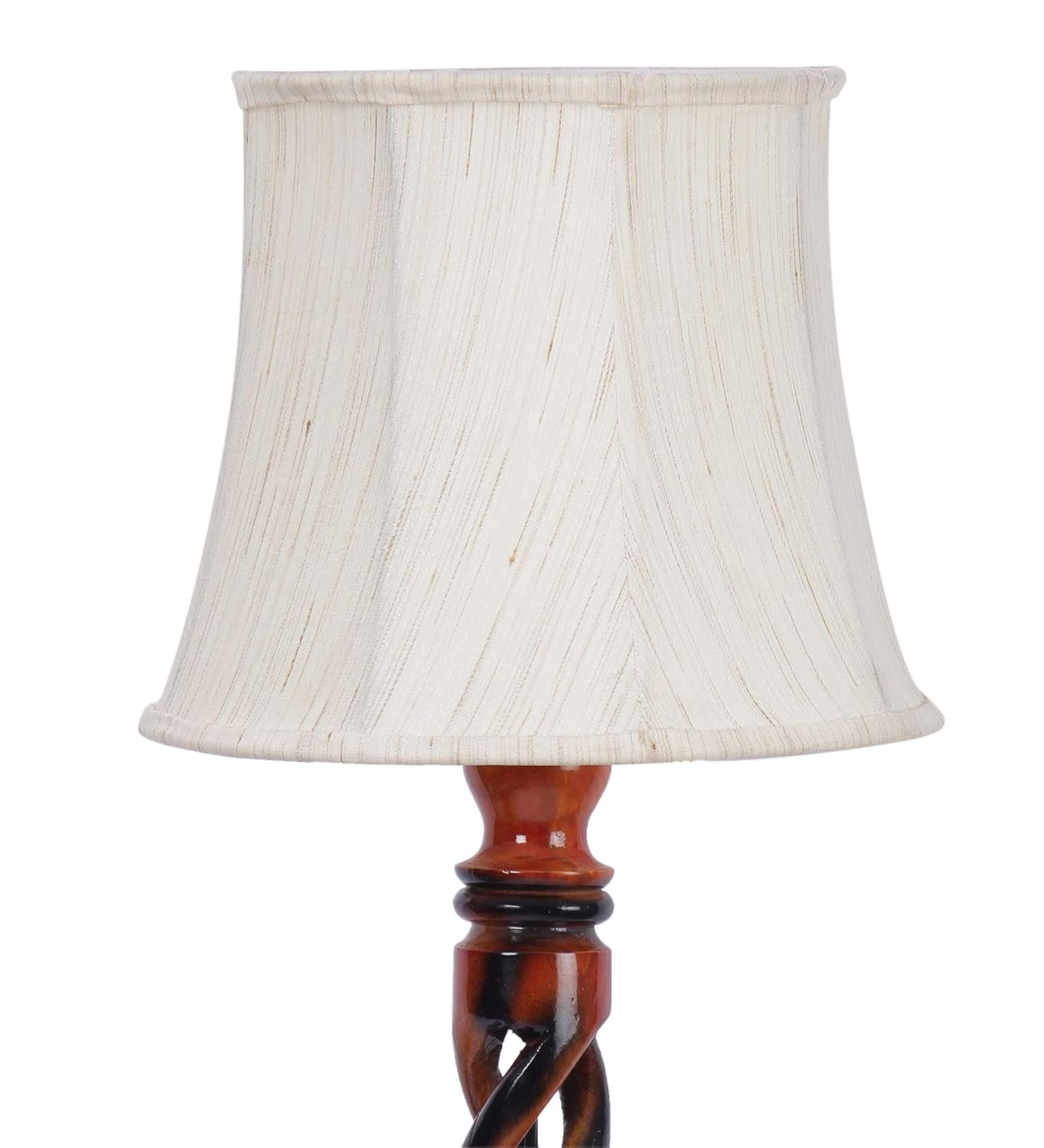 Soft Back Cotton Off-White Wooden Floor Lamp -53(12x56 Inches)-Open Snake