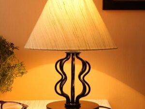 Off-White Cotton Table lamp with Iron Base (APA111)