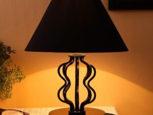 Black Cotton Table lamp with Iron Base