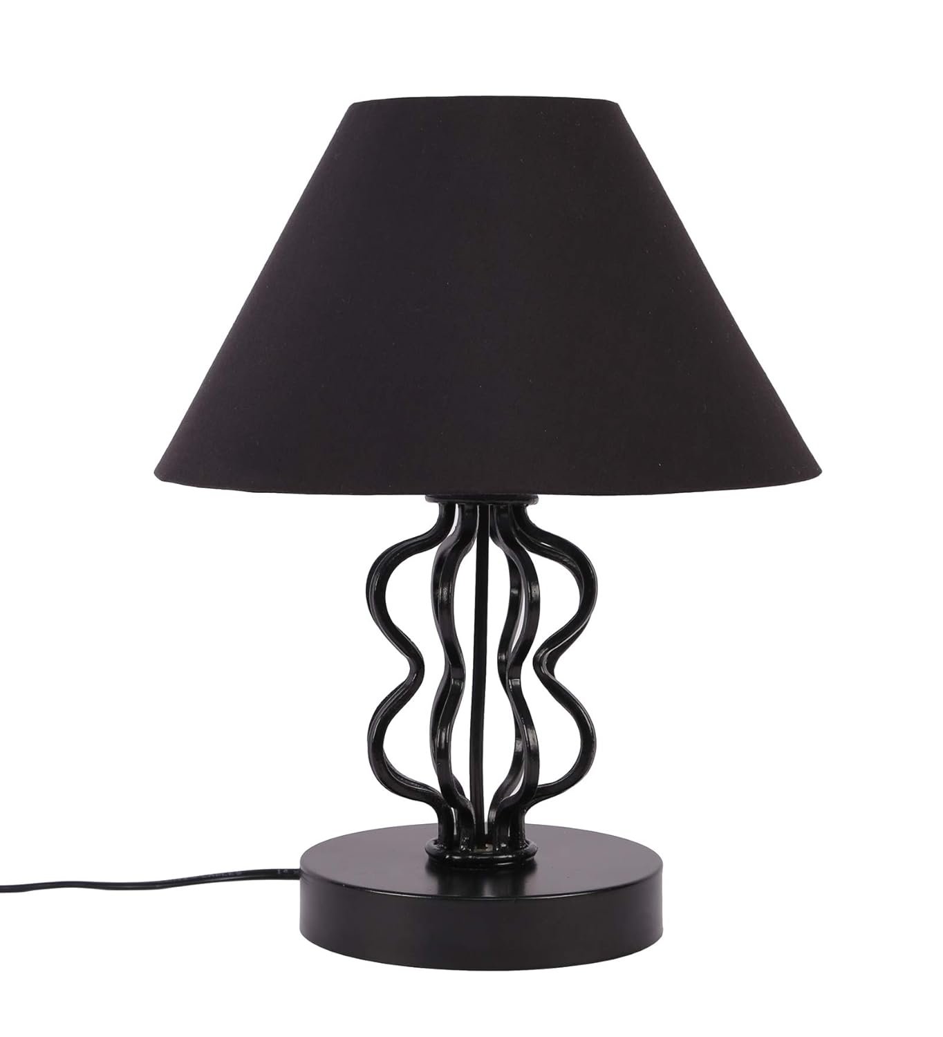 Black Cotton Table lamp with Iron Base
