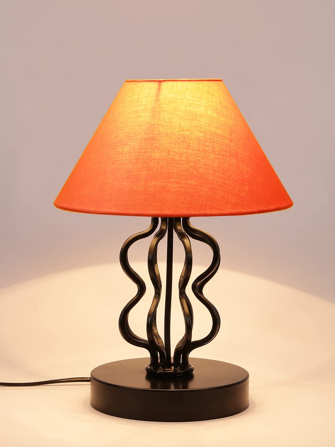 Orange Cotton Shade Iron Table Lamp