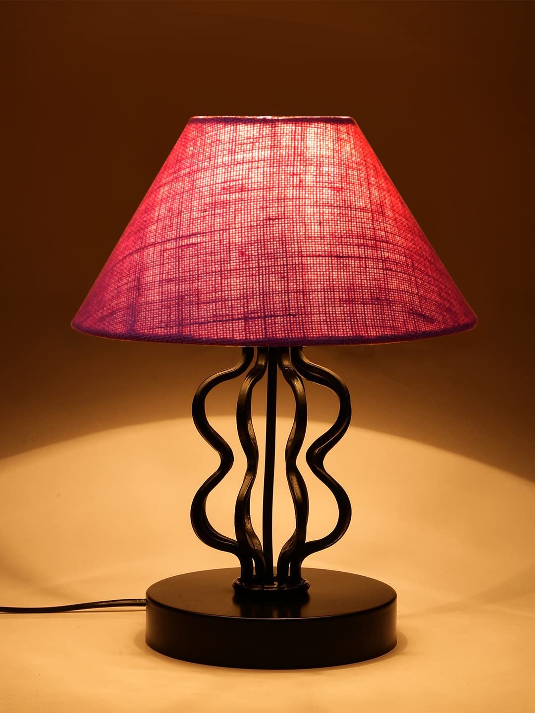 Pink Jute Shade Iron Table Lamp(APA119)