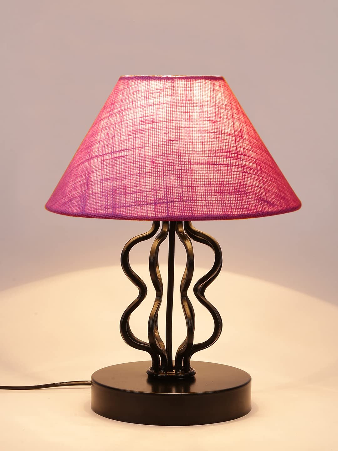 Pink Jute Shade Iron Table Lamp(APA119)