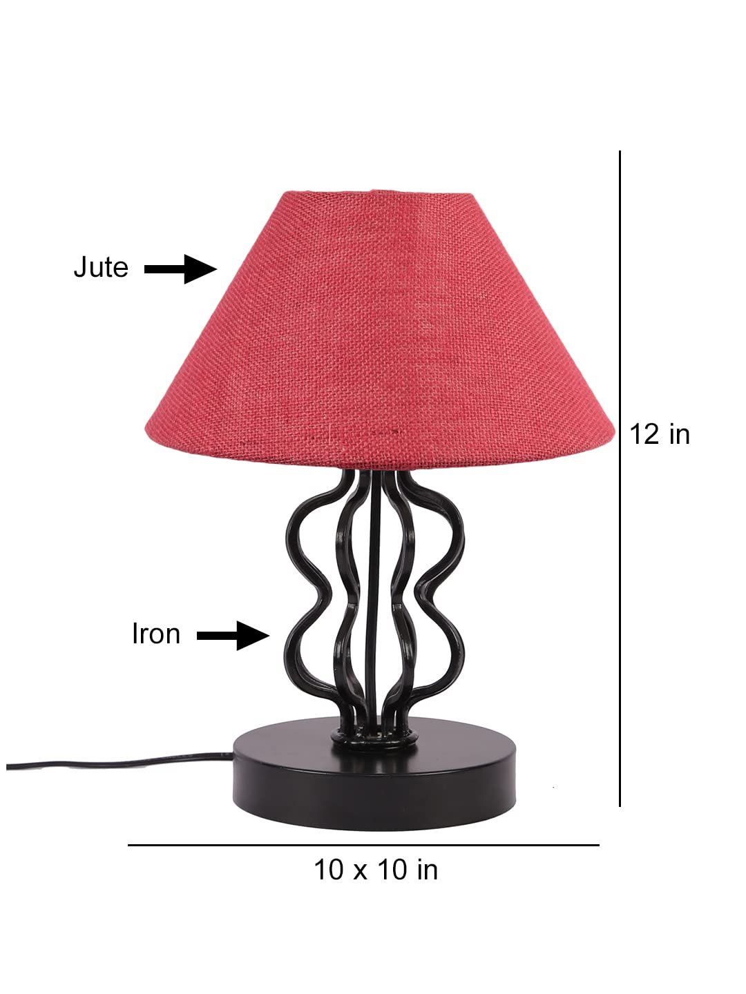 Pink Jute Shade Iron Table Lamp(APA119)