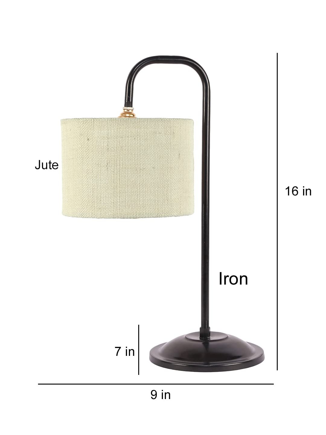 White Jute Shade Iron Table Lamp (ARM06)