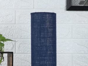 Blue Jute Table lamp with Carving Wood Natural Base (Round)