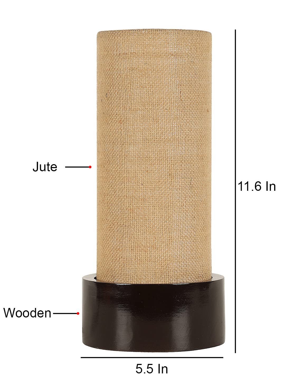 Beige Jute Table lamp with Wood Brown Base (Round)