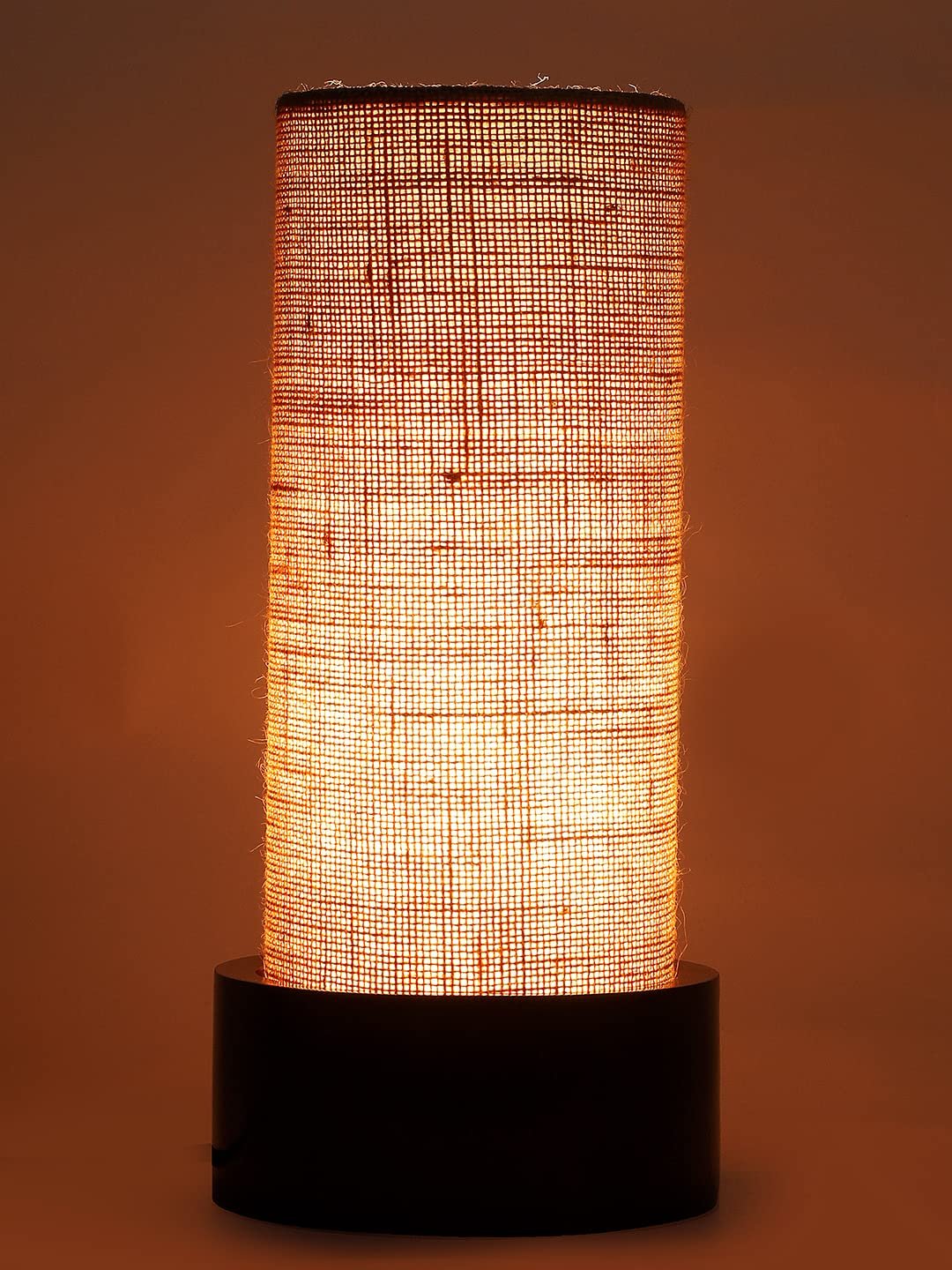 Beige Jute Table lamp with Wood Brown Base (Round)