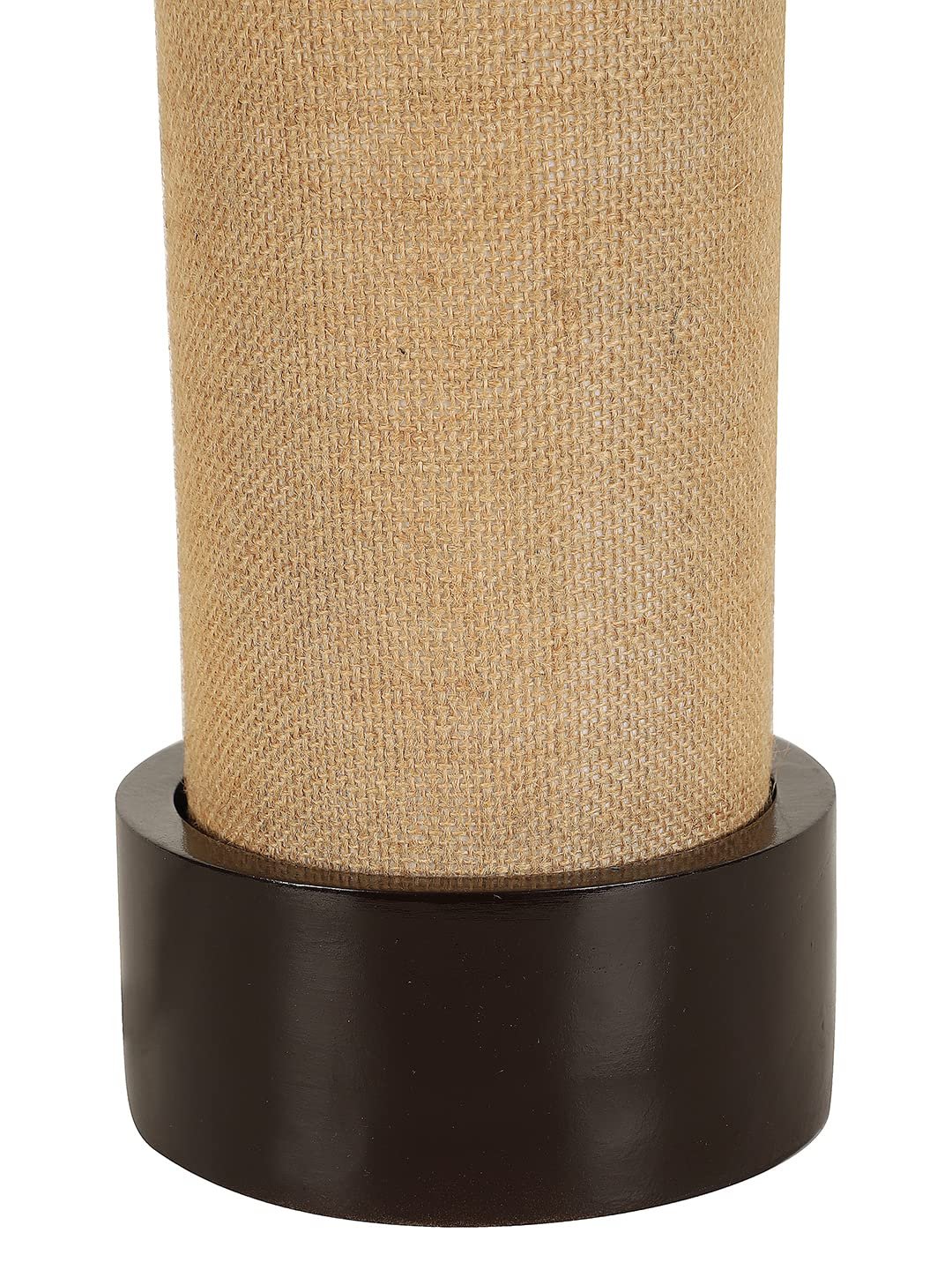 Beige Jute Table lamp with Wood Brown Base (Round)