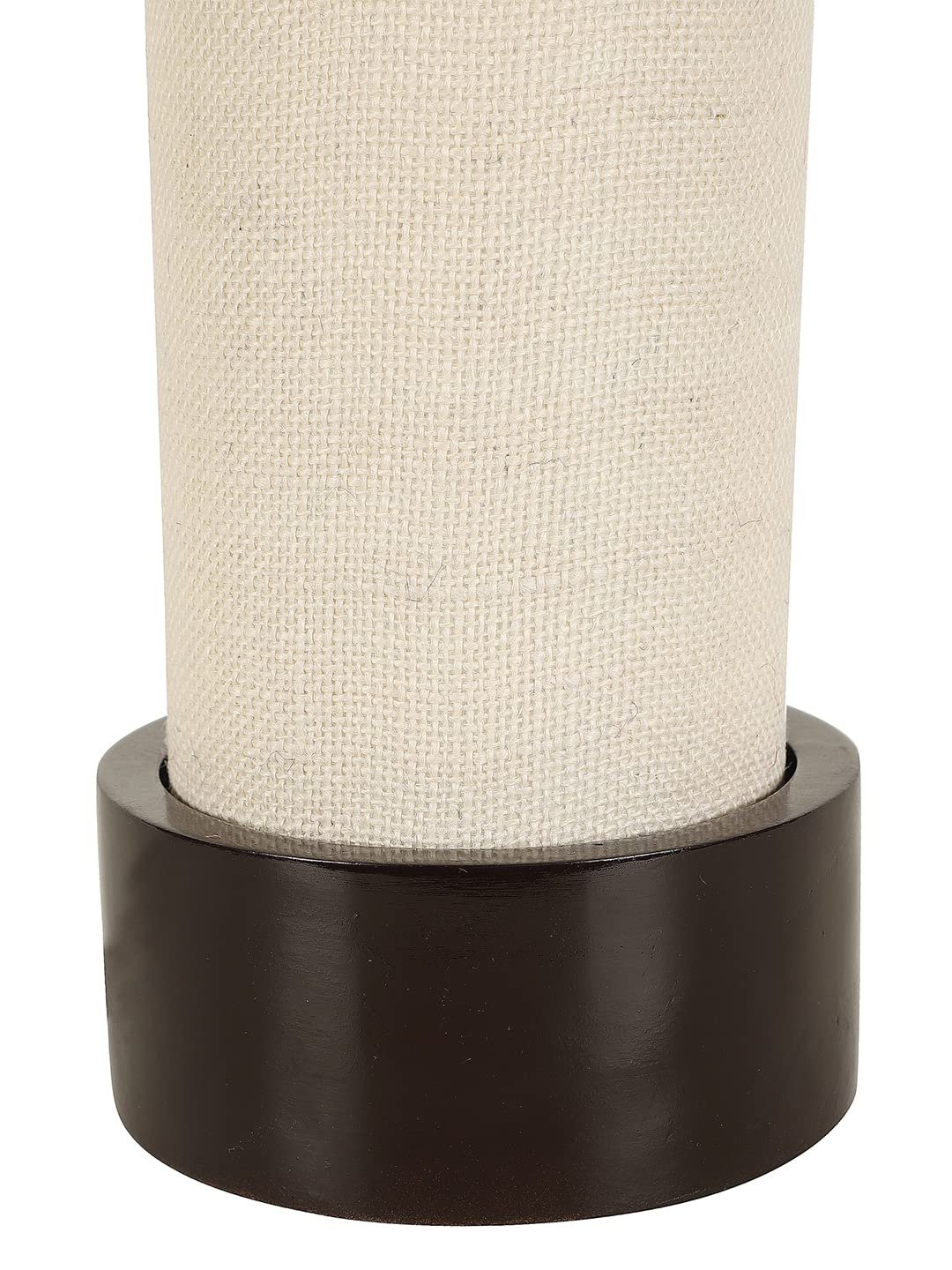 White Jute Table lamp with Wood Brown Base (Round)