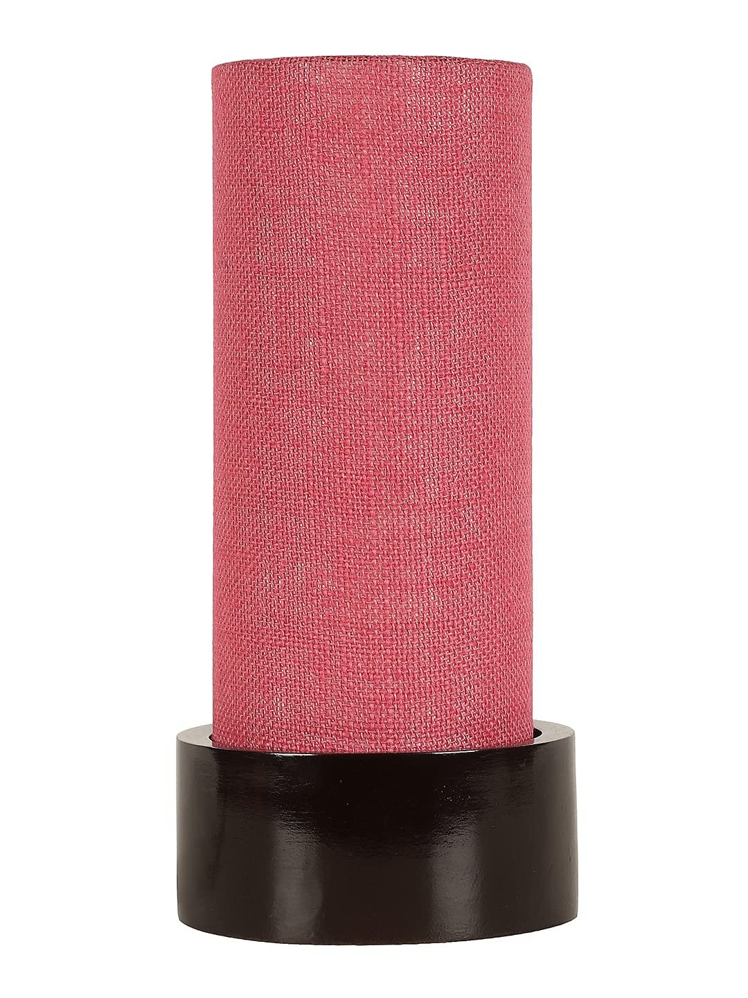 Pink Jute Table lamp with Wood Brown Base (Round)