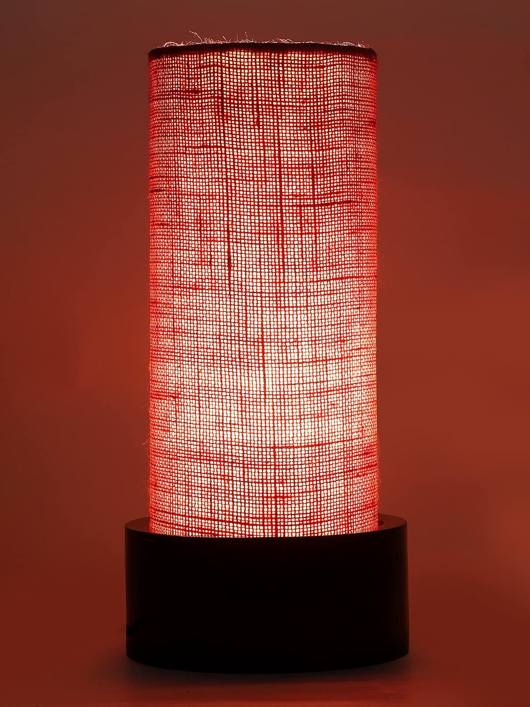 Pink Jute Table lamp with Wood Brown Base (Round)