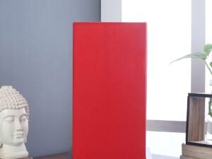 Red Cotton Table lamp with Wood Brown Base
