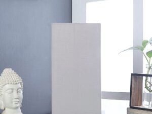 Grey Cotton Table lamp with Wood Brown Base