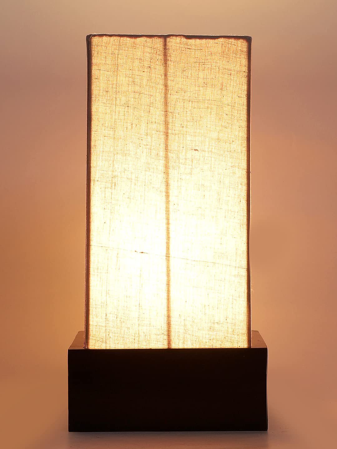 Grey Cotton Table lamp with Wood Brown Base