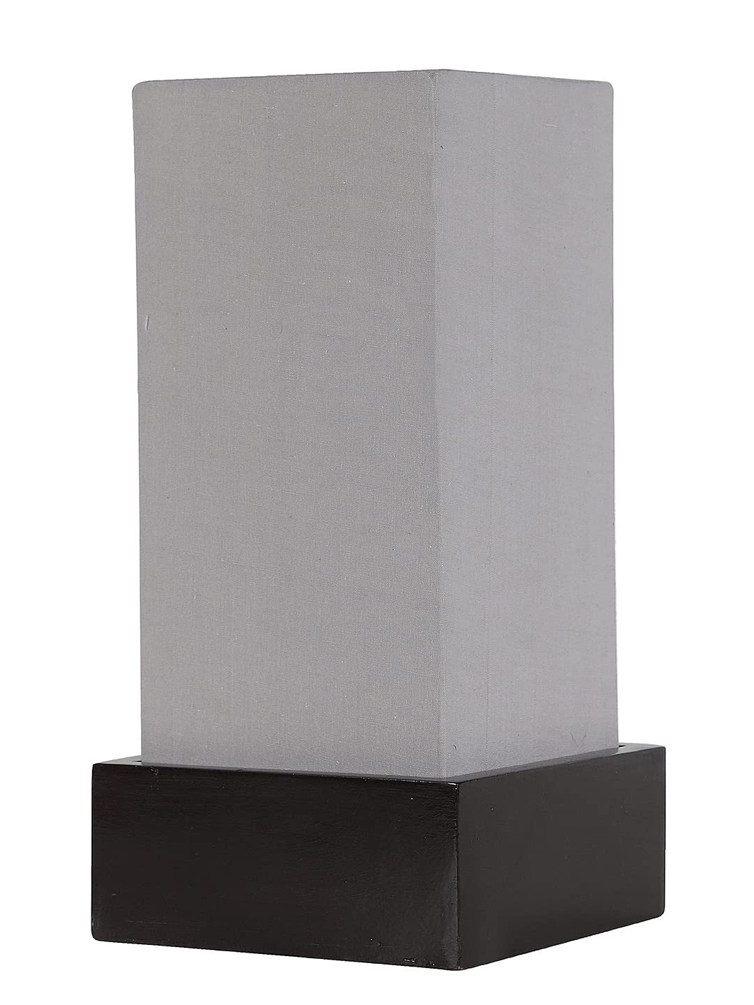 Grey Cotton Table lamp with Wood Brown Base