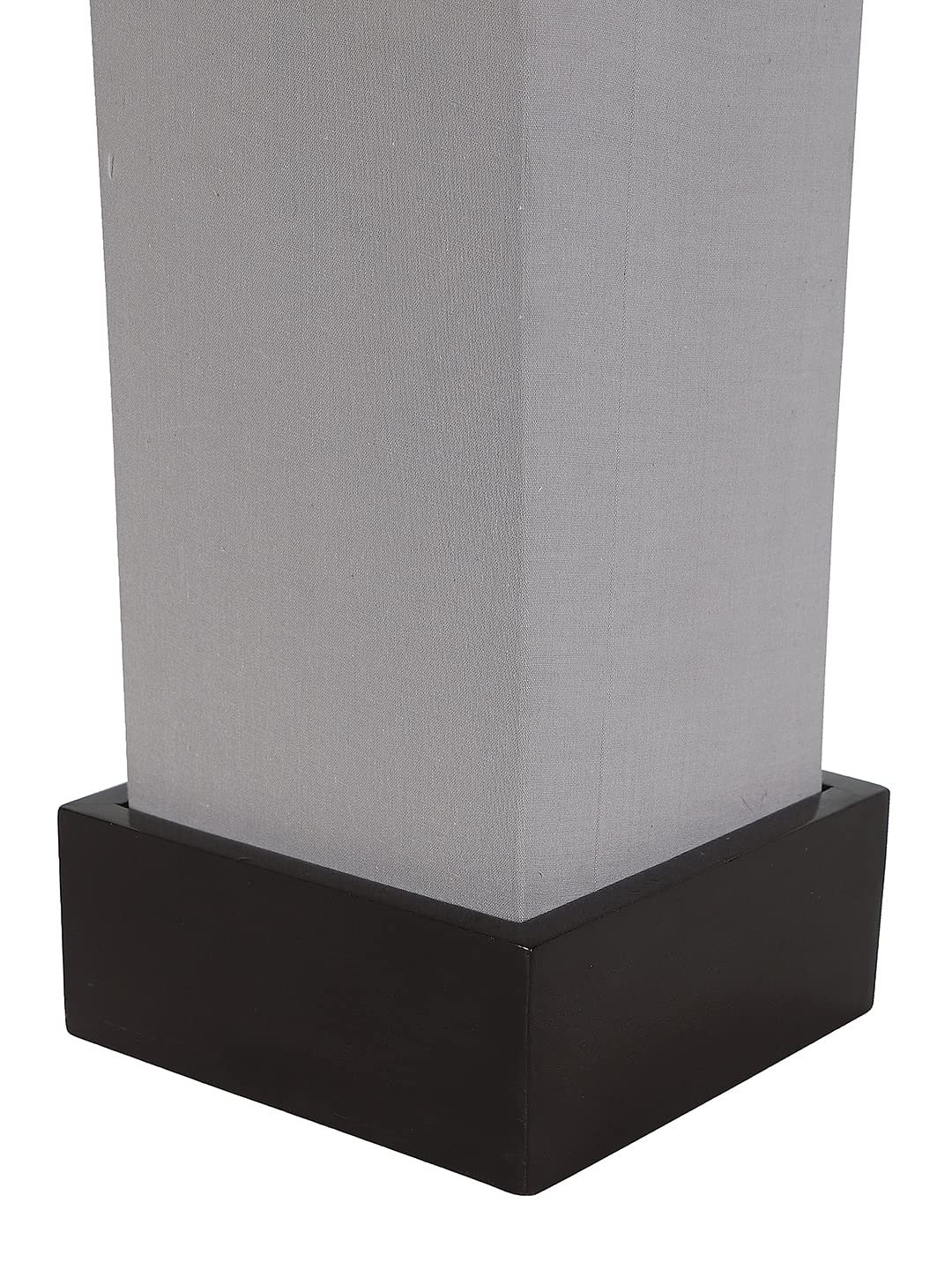Grey Cotton Table lamp with Wood Brown Base