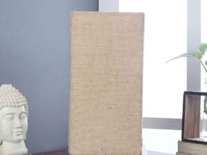 Beige Jute Table lamp with Wood Brown Base
