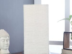 White Jute Table lamp with Wood Brown Base