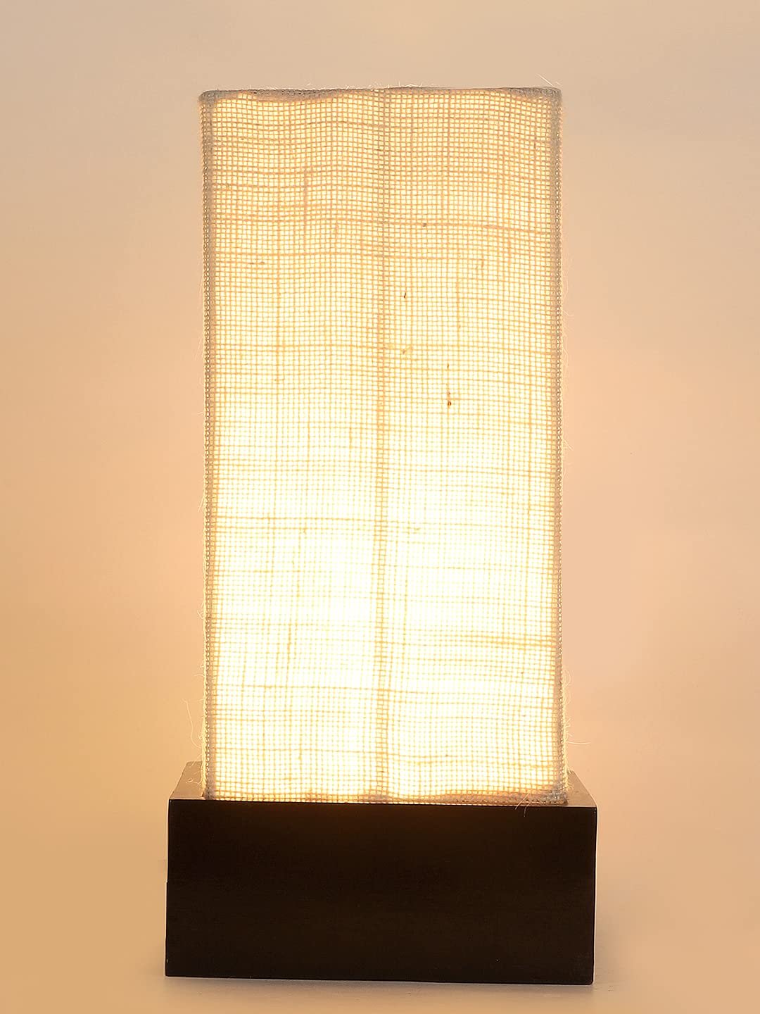 White Jute Table lamp with Wood Brown Base