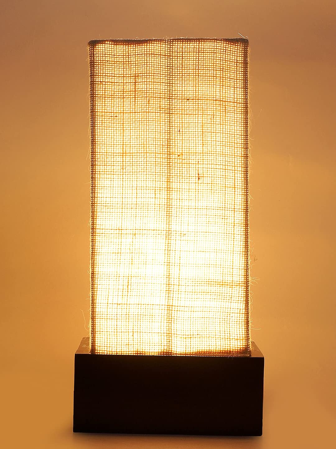 White Jute Table lamp with Wood Brown Base