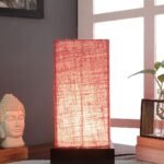 Pink Jute Table lamp with Wood Brown Base
