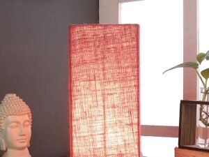 Pink Jute Table lamp with Wood Brown Base