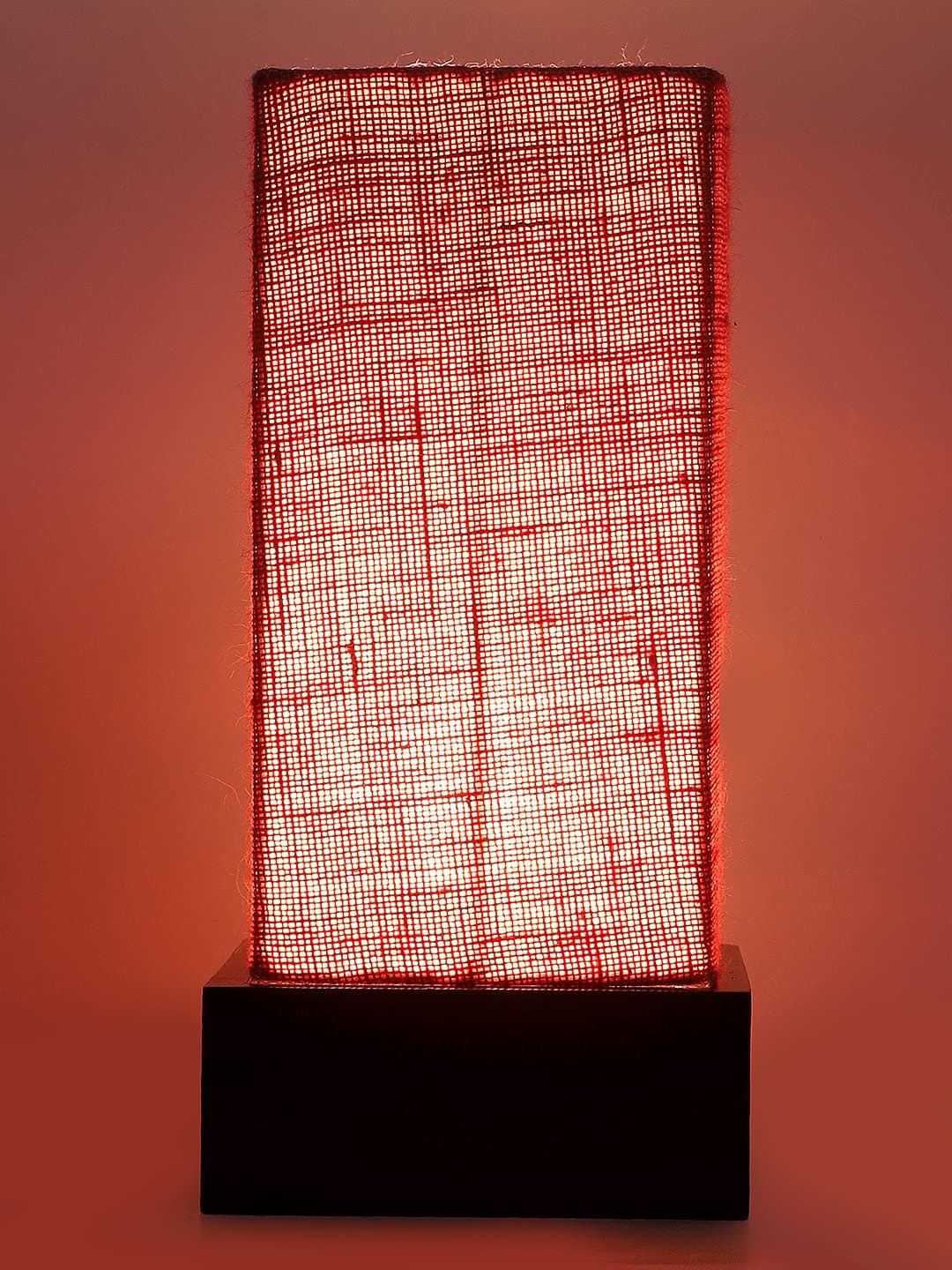 Pink Jute Table lamp with Wood Brown Base