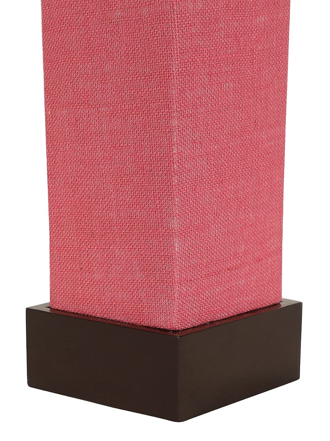 Pink Jute Table lamp with Wood Brown Base