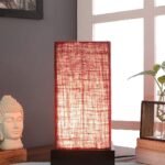 Maroon Jute Table lamp with Wood Brown Base