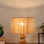 Wood Table lamp with Bamboo Shade