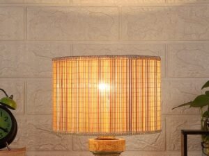 Wood Table lamp with Bamboo Shade