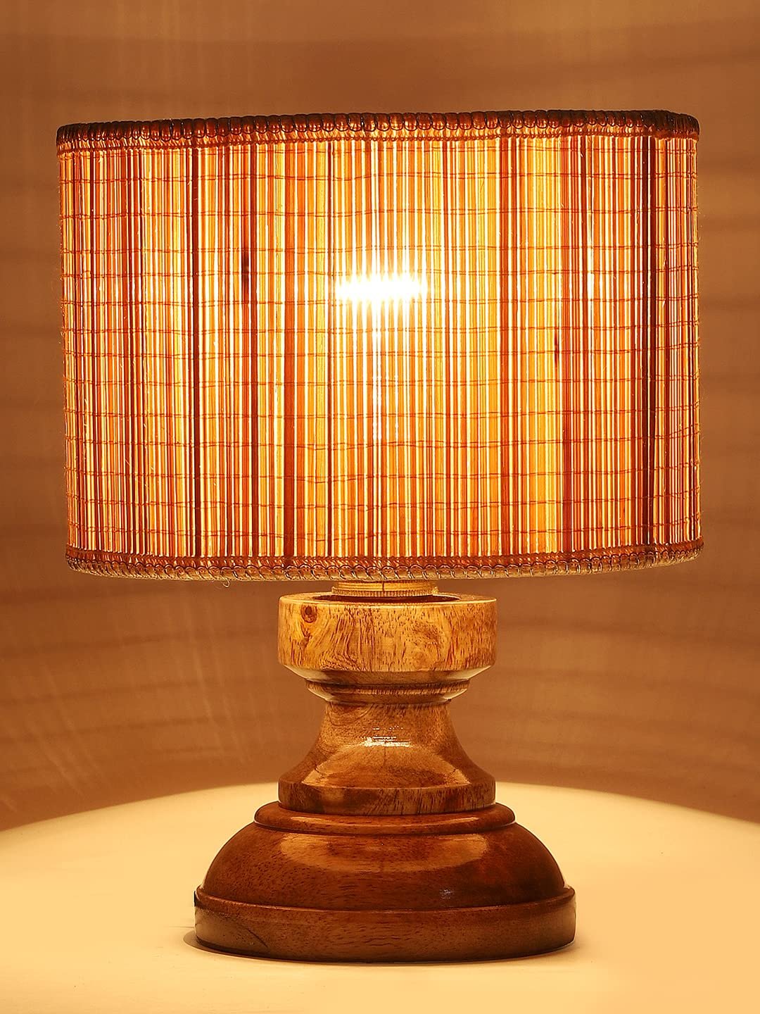 Wood Table lamp with Bamboo Shade